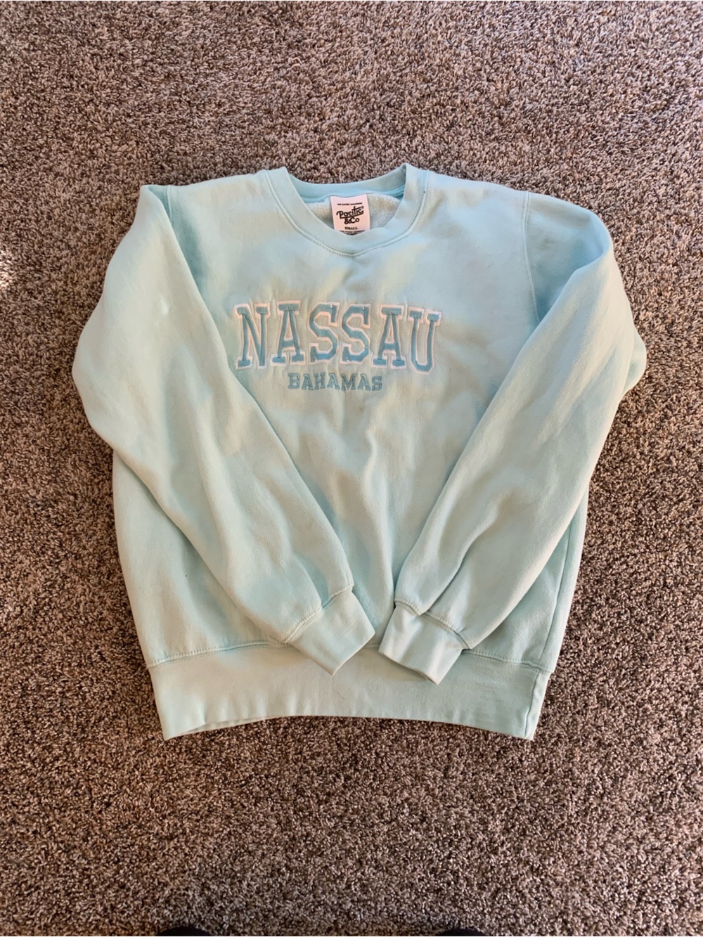 Light Blue Nassau Embroidered Crewneck Sweatshirt - Women